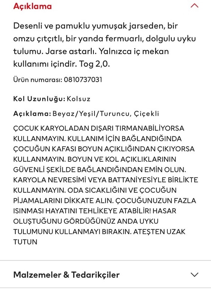 H&M uyku tulumu - Görsel 3