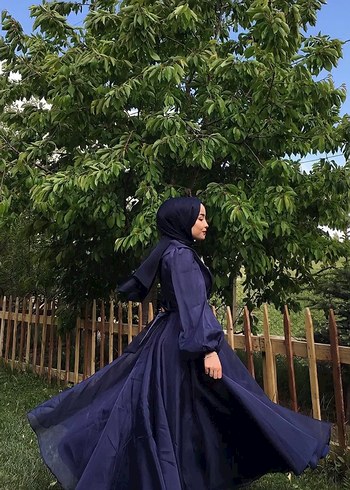 Zara Lacivert Uzun Kollu abiye