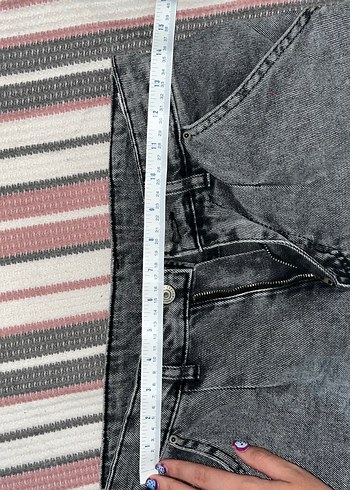 s Beden gri Renk Gri Bağlama Desenli Kadın Mini Denim Şort
