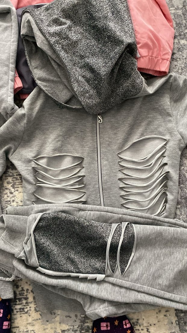 Gri Fermuarlı Kadın Kapüşonlu Ceket - Görsel 2