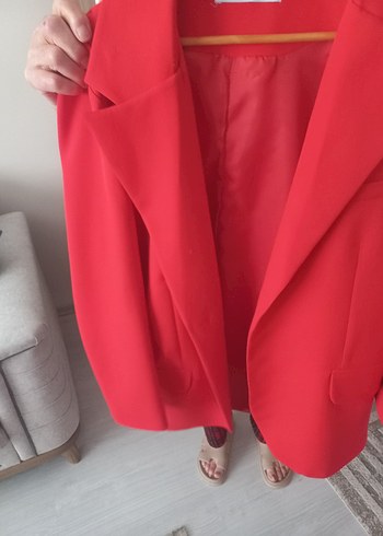 Ekol Kirmizi Uzun Blazer Ceket