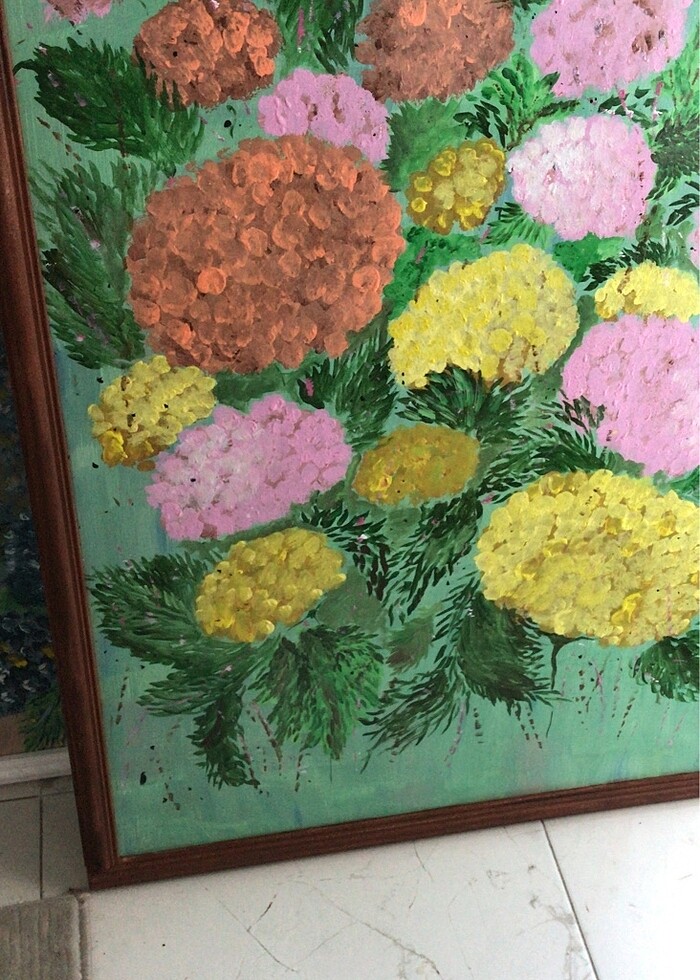 Ortanca çiçekler boyama el yapımı tablo orjinal - Görsel 3