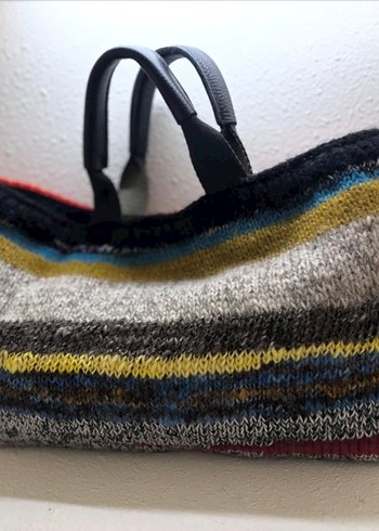 Çok Renkli Örgü Kadın Çanta - Görsel 2