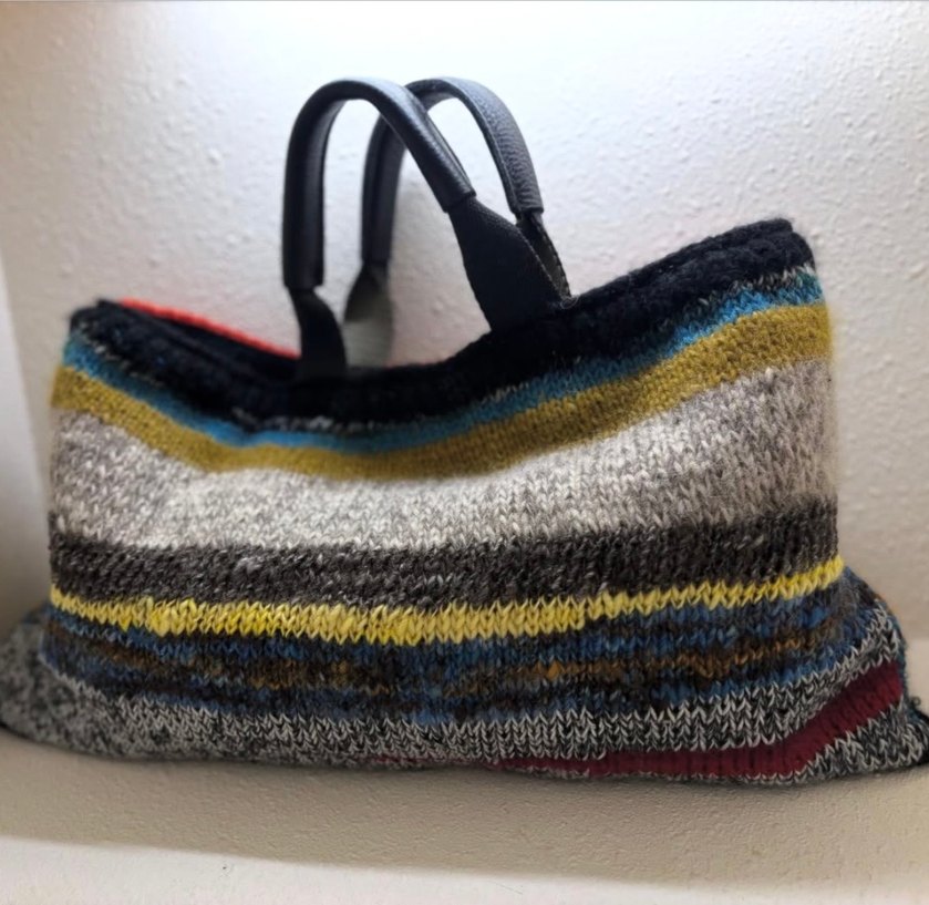 Çok Renkli Örgü Kadın Çanta - Görsel 2