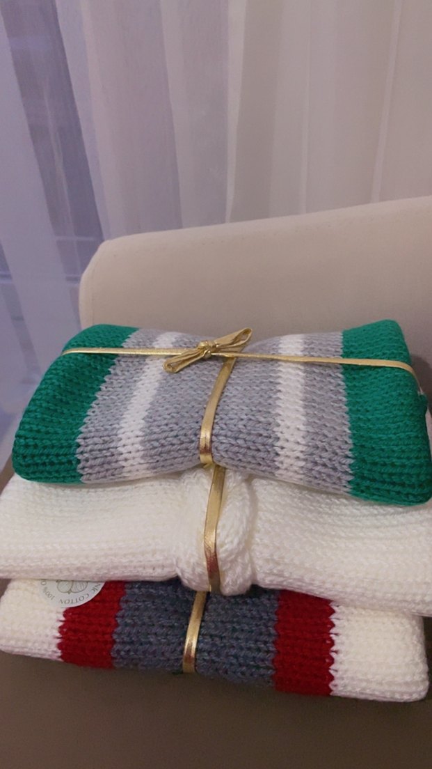 Kırmızı ve Gri Bohem Örgü Yastık - Görsel 5