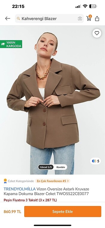 Vizon oversize Blazer ceket