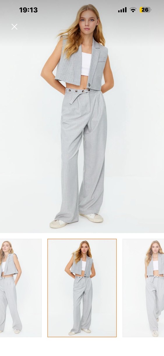 Gri palazzo Pantolon - Görsel 3