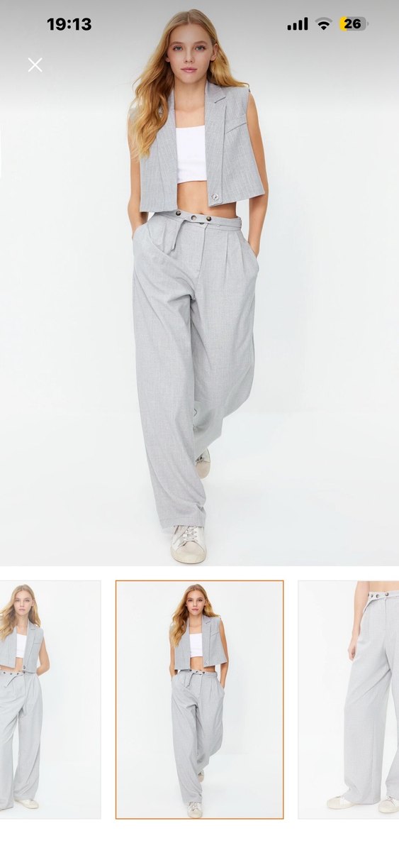Gri palazzo Pantolon - Görsel 4