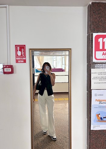 Beyaz  Kadın Kumaş Pantolon - Görsel 4