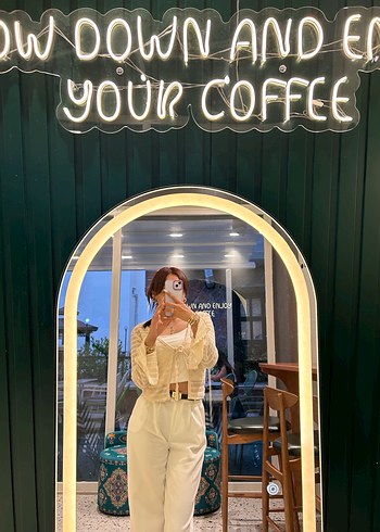 Beyaz  Kadın Kumaş Pantolon - Görsel 3