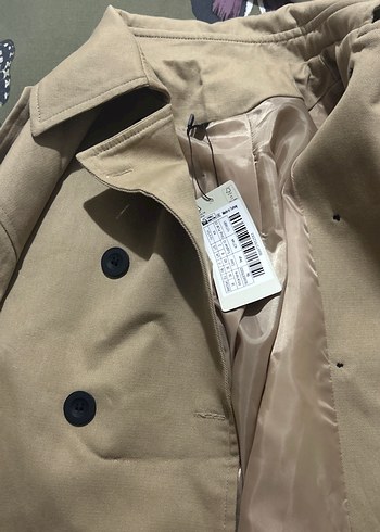 Düğmeli Bej Kadın Trençkot - Görsel 3