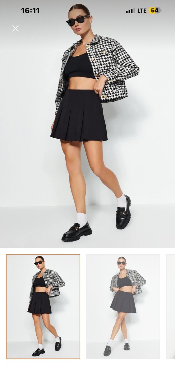 Piliseli Siyah Mini Etek - Görsel 3