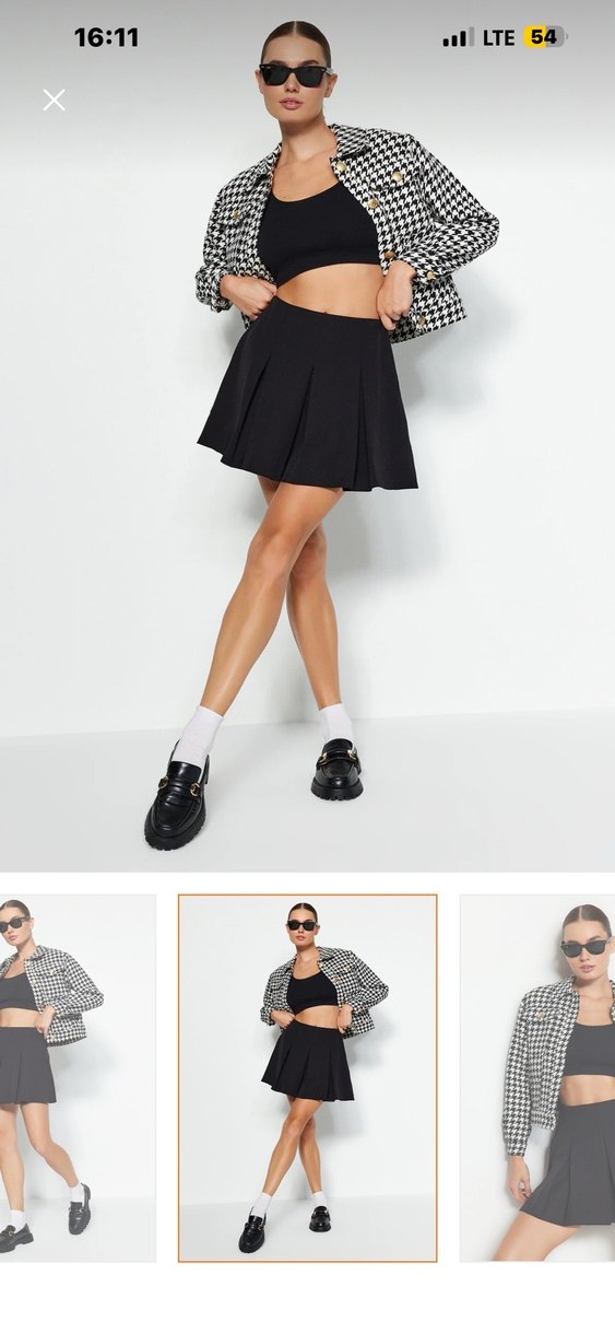 Piliseli Siyah Mini Etek - Görsel 2