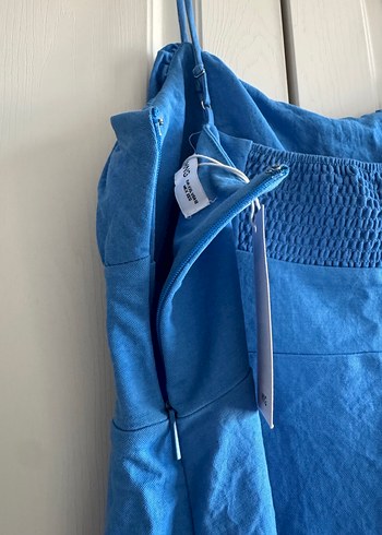 xxl Beden Mavi Drapeli Mini Elbise