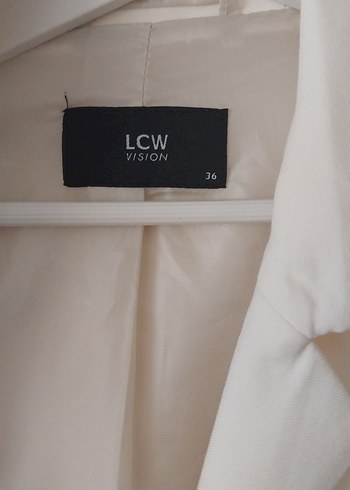 Kadın Beyaz Keten Düğmeli Blazer Ceket - Görsel 3