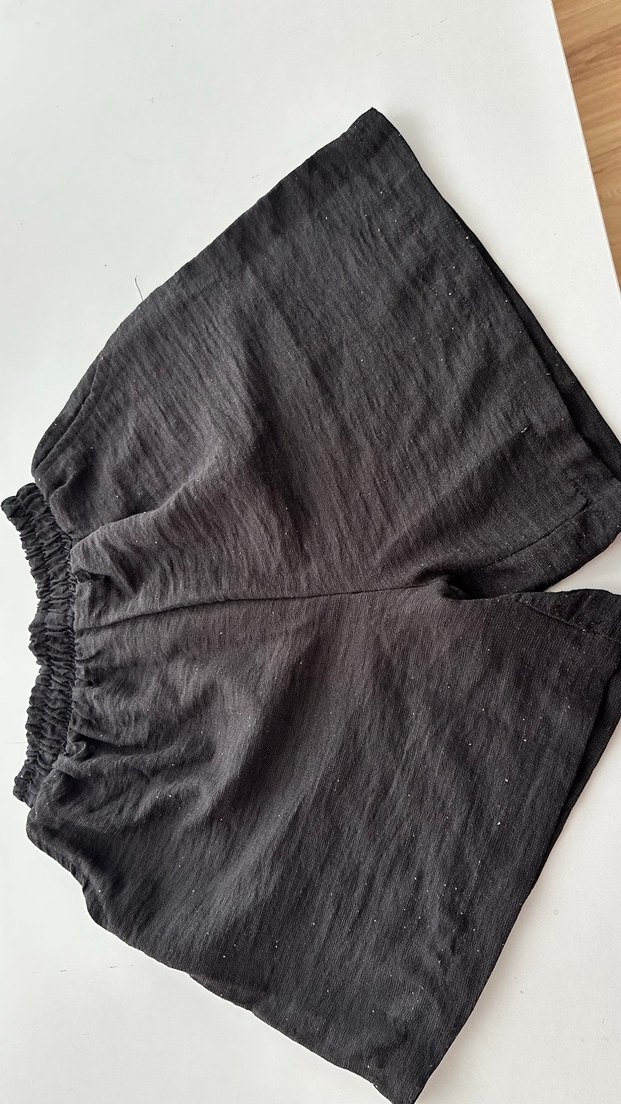 Bohem Siyah Hamile Keten Şort - Görsel 2