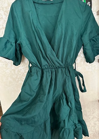 Koyu Yeşil Bohem Midi Elbise - Görsel 2