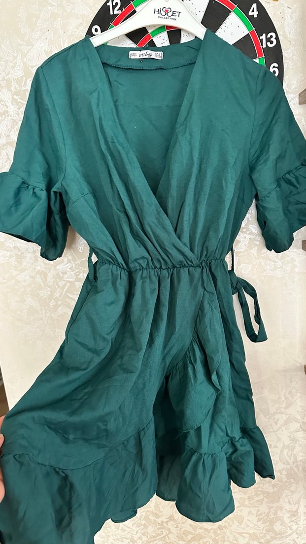 Koyu Yeşil Bohem Midi Elbise - Görsel 2