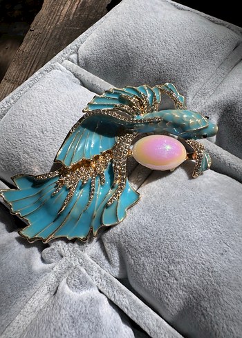 Accessorize Turkuaz Payetli Broş