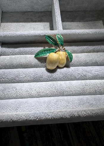 Beden Sarı Boncuklu Nakışlı limon Broş