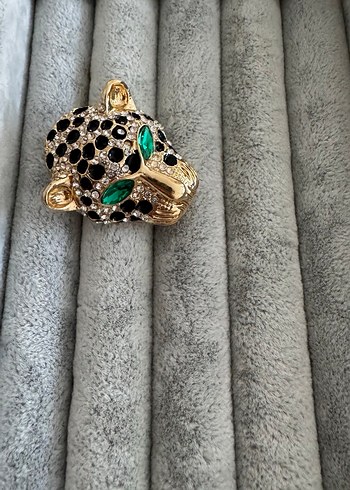 Altın Renkli Leopar Desenli broş - Görsel 2