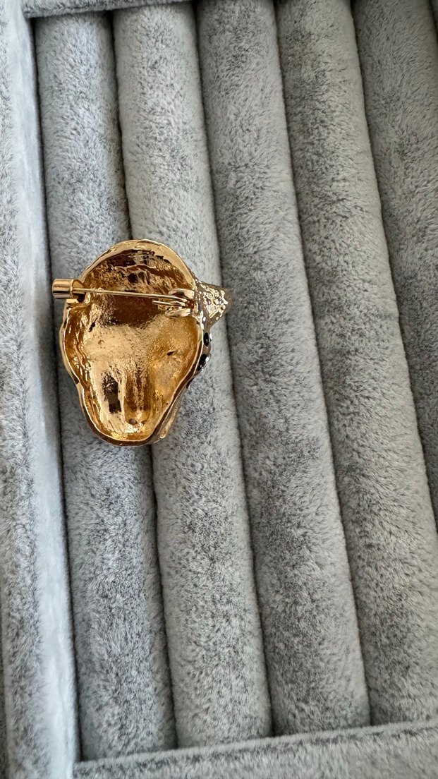 Altın Renkli Leopar Desenli broş - Görsel 3