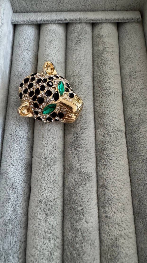 Altın Renkli Leopar Desenli broş - Görsel 2