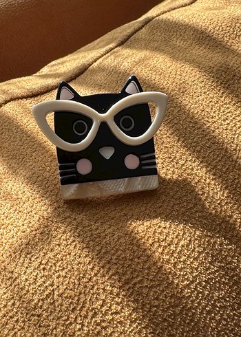 Accessorize Sarı Parlak gözlüklü kedi Broş