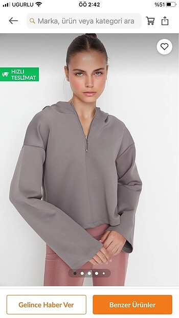 gri dalgıç kumaş kapüşonlu sweatshirt