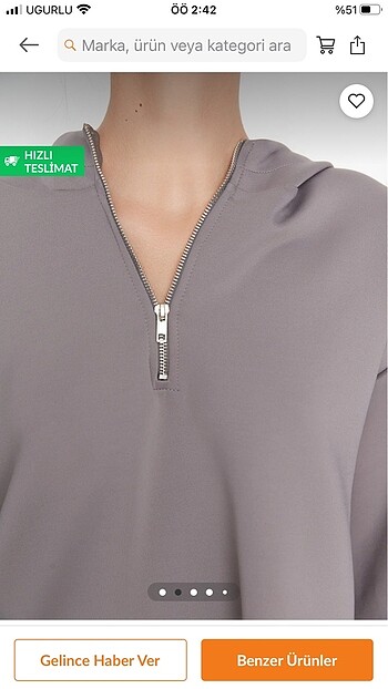 Trendyol & Milla gri dalgıç kumaş kapüşonlu sweatshirt