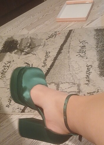 Çift platformu yuksek saten ayakkabi  - Görsel 16