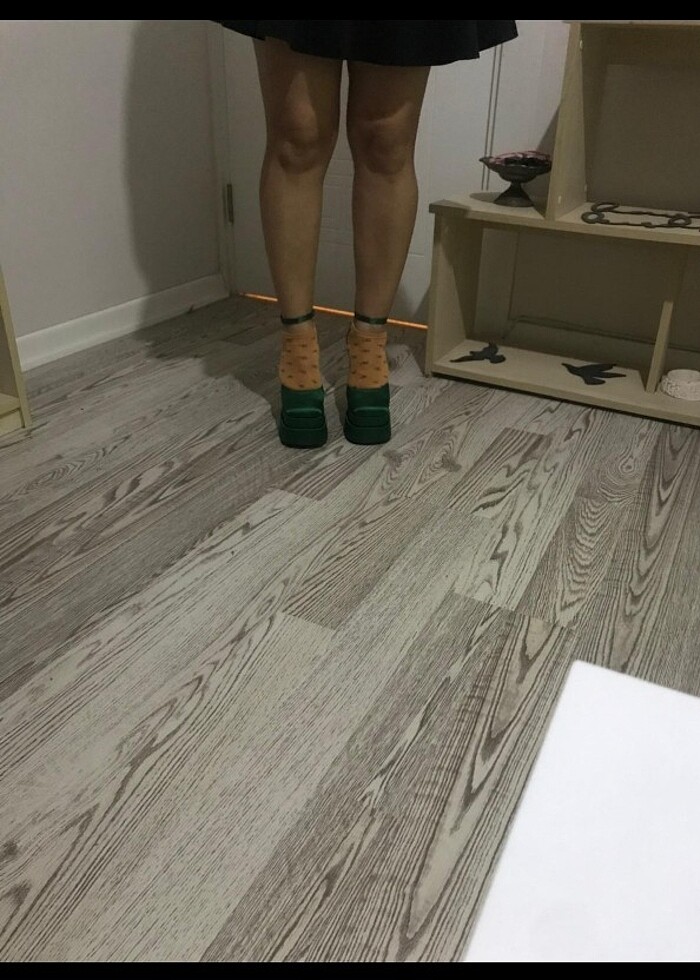 Çift platformu yuksek saten ayakkabi  - Görsel 4