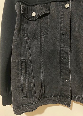 42 Beden Siyah Düğmeli Kadın Denim Ceket