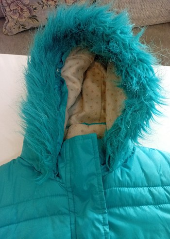 Turkuaz Kürklü Çocuk Kışlık Mont - Görsel 5