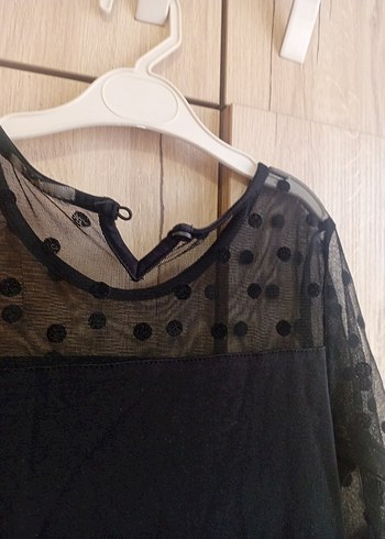 Kız Çocuk Puantiyeli Kırmızı Siyah Elbise - Görsel 6