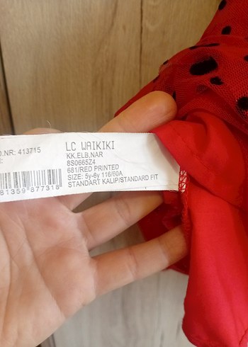 Kız Çocuk Puantiyeli Kırmızı Siyah Elbise - Görsel 7