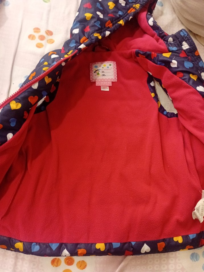 Kız Çocuk Renkli Kapüşonlu Yelek - Görsel 3