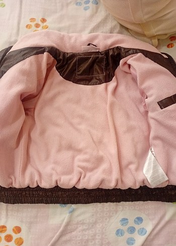 Kız Çocuk Kahverengi Deri Düğmeli Ceket mont - Görsel 3