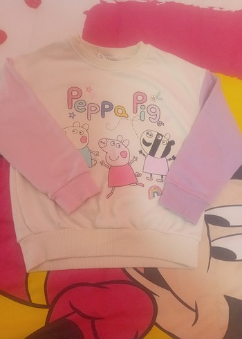 2 adet Kız Çocuk Pembe Peppa Pig Baskılı ve elsa anna sweat - Görsel 2