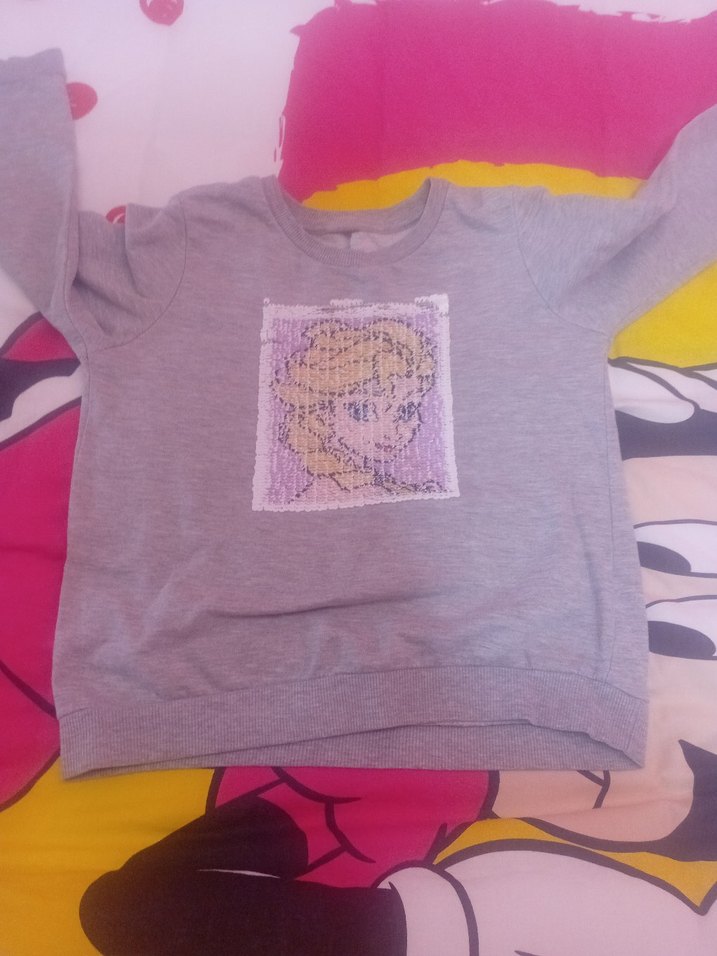 2 adet Kız Çocuk Pembe Peppa Pig Baskılı ve elsa anna sweat - Görsel 3