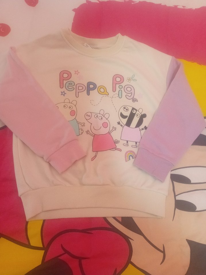 2 adet Kız Çocuk Pembe Peppa Pig Baskılı ve elsa anna sweat - Görsel 2