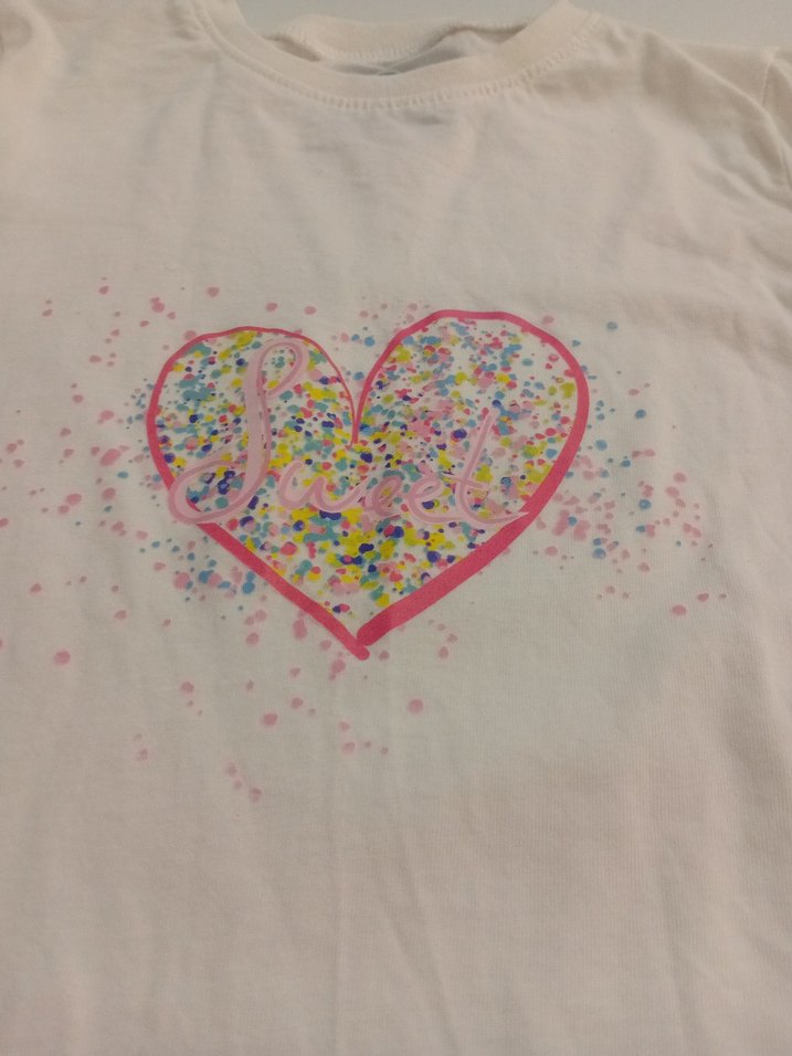 Kız Çocuk Beyaz Uzun Kollu Parlak Kalp Tişört - Görsel 2