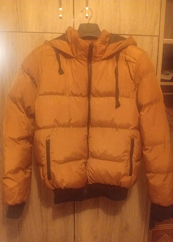 Kahverengi Kadın Midi Kaban, Fermuarlı, Yüksek Yaka şişme mont - Görsel 2