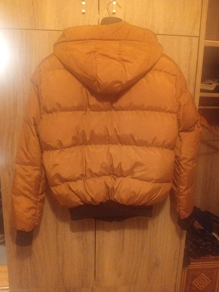 Kahverengi Kadın Midi Kaban, Fermuarlı, Yüksek Yaka şişme mont - Görsel 3