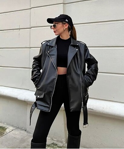 Oversize deri ceket