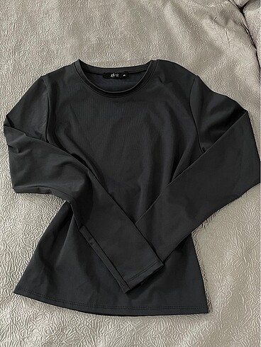 Basic uzun kollu esnek gri body