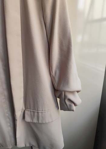 Bej Dökümlü Keten Kadın Blazer - Görsel 3