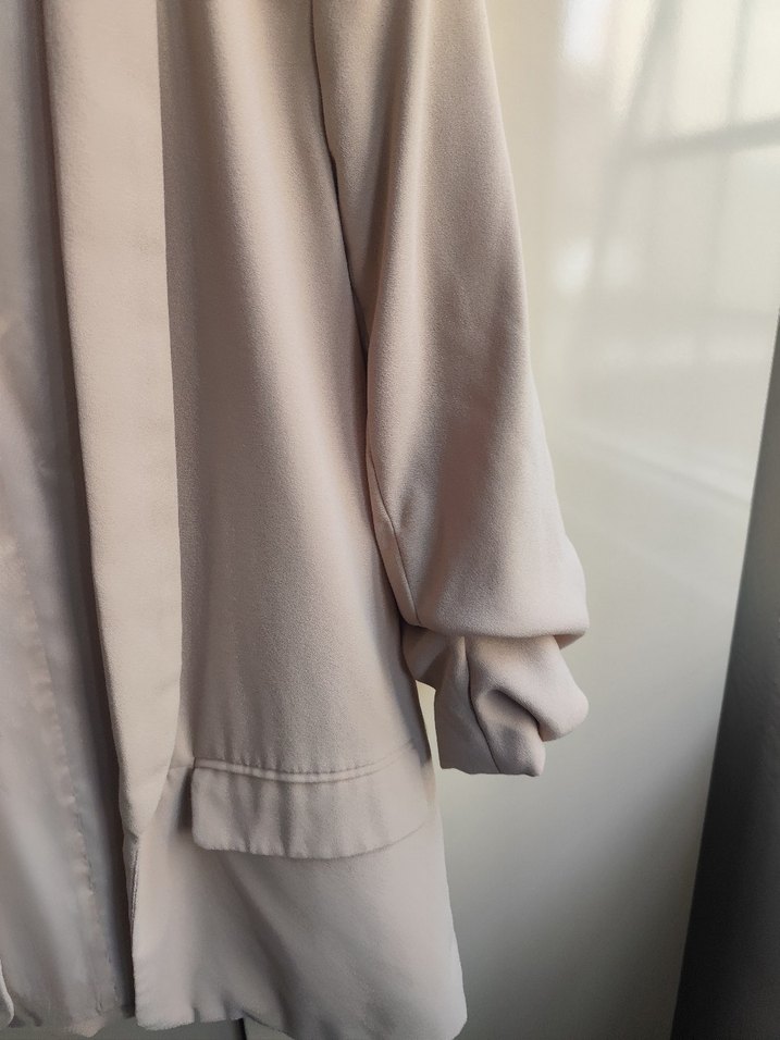 Bej Dökümlü Keten Kadın Blazer - Görsel 3