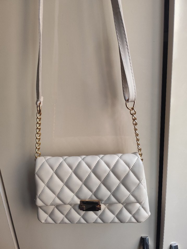 Bej Zincir Detaylı Kadın Deri Çanta - Görsel 2