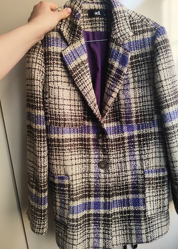 Kadın Mor Düğmeli Midi Yün ceket - Görsel 8